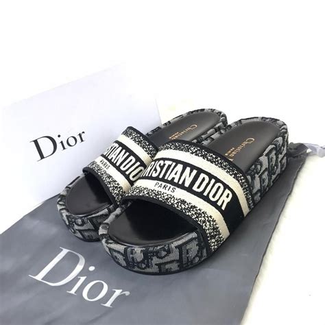 black dior slides|christian dior wedge slides.